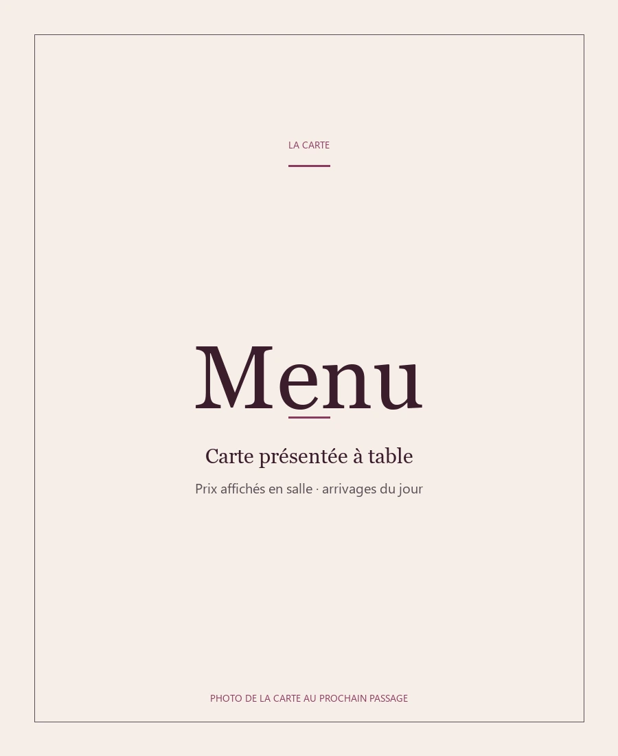 Carte Restaurant Jeannine, photo de la carte au prochain passage